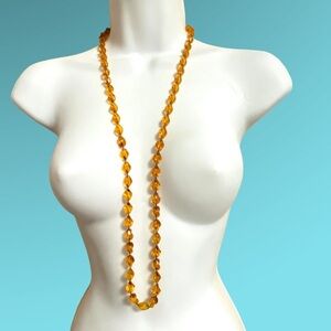 SARAH COVENTRY Necklace Amber Lucite Beads 36” Vintage